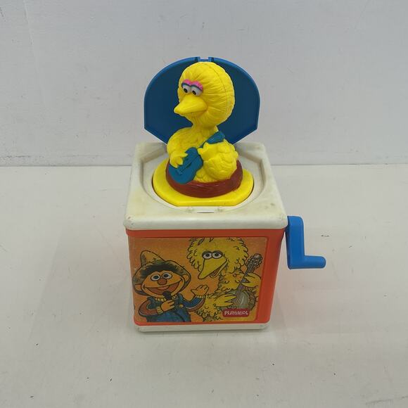 Vintage Playskool Vintage Sesame Street Big Bird Jack-in-the-Box Toy UNTESTED - Picture 1 of 7